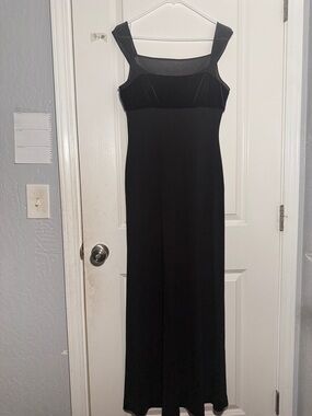 Adrianna Papell Black Square-Neck Maxi Dress